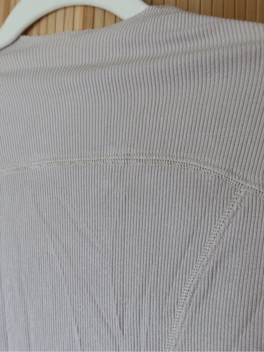 Joah Brown Cropped Long-Sleeve Ribbed Top in Light Beige - Picture 3 of 3
